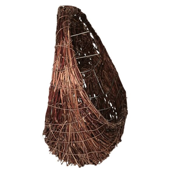 Woven Grapevine Twig Wall Basket Rustic Primitive Farmhouse Brown 10” X 10" - Picture 2 of 11